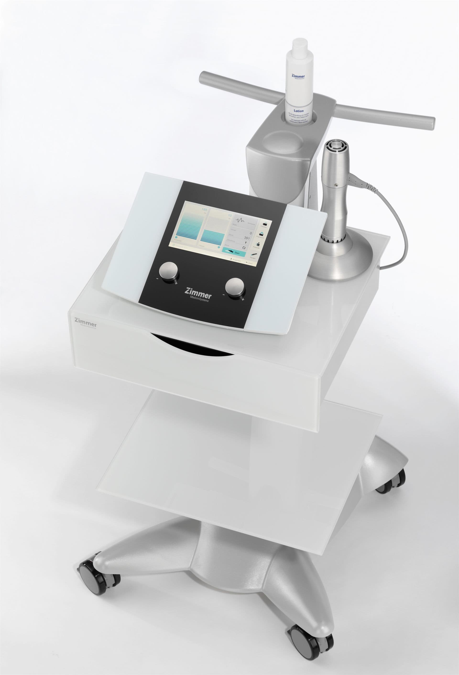 Zimmer enPuls 2.0 shockwave therapy unit set up in a clinical room