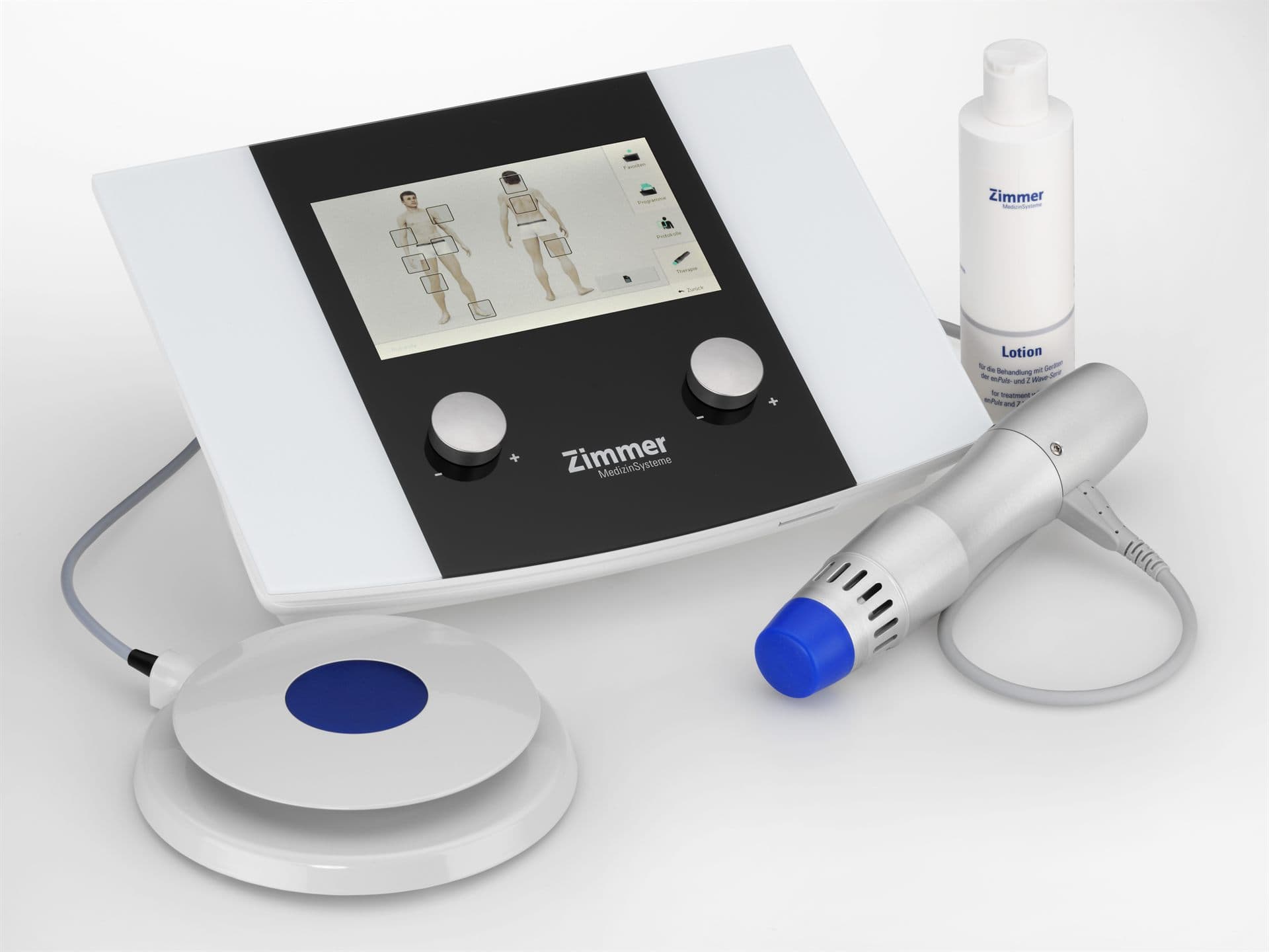 Shockwave therapy applied to the shoulder during a physical therapy session